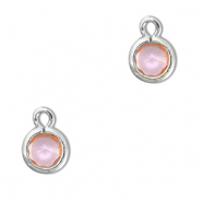 Colgantes de cristal redondos Rosa claro-plateado