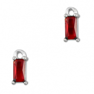 Colgantes de cristal rect&aacute;ngulo Rojo-plateado