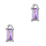 Colgantes de cristal rect&aacute;ngulo Lila claro-plateado