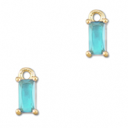 Colgantes de cristal rect&aacute;ngulo Azul aquamarina-dorado