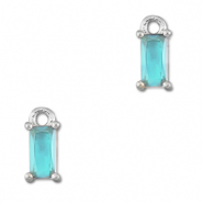 Colgantes de cristal rect&aacute;ngulo Azul aquamarina-plateado