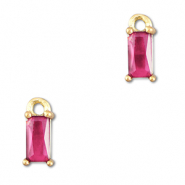 Colgantes de cristal rect&aacute;ngulo Rosa oscuro-dorado