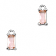 Colgantes de cristal rect&aacute;ngulo Rosa claro-plateado
