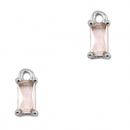 Colgantes de cristal rect&aacute;ngulo Melocot&oacute;n-plateado