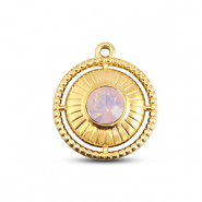 BY31&reg; Colgantes Acero Inox redondos con anillo Dorado-rosa &oacute;palo suave