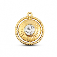 BY31&reg; Colgantes Acero Inox redondos con anillo Dorado-cristal