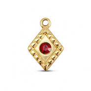 BY31&reg; Colgantes Acero Inox rombo Dorado-rojo ruby