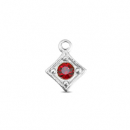 BY31&reg; Colgantes Acero Inox rombo Plateado-rojo ruby