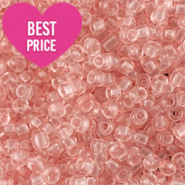 Rocalla cristal 6/0 (4mm) Rosa melocot&oacute;n claro transparente