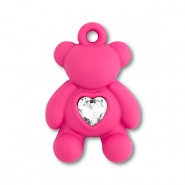 Colgantes llamativos oso con corazón Fucsia