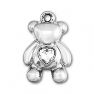 Colgantes llamativos oso con corazón Plateado
