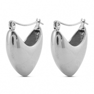 Pendientes Acero Inox criollas coraz&oacute;n Plateado