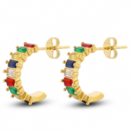 Pendientes Acero Inox Dorado-multicolor