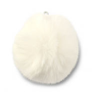 Colgantes llamativos Pomp&oacute;n Blanco
