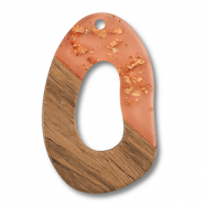 Colgantes de madera forma irregular Naranja transparente-dorado-marr&oacute;n