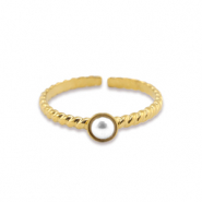 Anillos Acero Inox perla Dorado-blanco