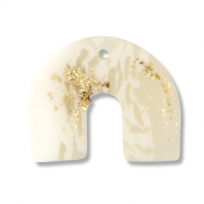 Colgantes de pol&iacute;meros arco Blancuzco-beige-dorado