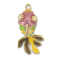 colgantes met&aacute;licos pez Dorado-multicolor