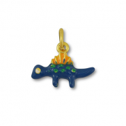 Colgantes met&aacute;licos dinosaurio Azul-naranja-dorado