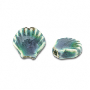 Abalorios de cer&aacute;mica concha Azul verdoso