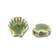 Abalorios de cer&aacute;mica concha Verde claro
