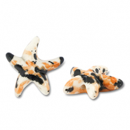 Abalorios de cerámica estrella de mar Blancuzco-negro-marrón