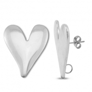 Fornituras Acero Inox pendientes coraz&oacute;n con anilla Plateado