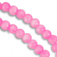 Abalorios de cristal 6 mm moteados Blanco-rosa