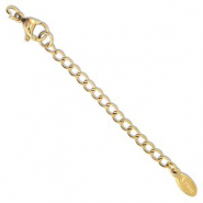 Fornituras Acero inox extención set de cadena óvalo con mosquetón Dorado