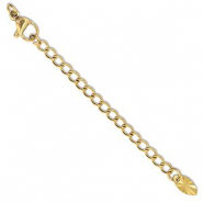 Fornituras Acero inox extenci&oacute;n set de cadena &oacute;valo con mosquet&oacute;n Dorado