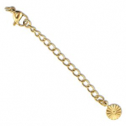 Fornituras Acero inox extenci&oacute;n set de cadena flor con mosquet&oacute;n Dorado