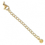 Fornituras Acero inox extenci&oacute;n set de cadena flor con mosquet&oacute;n Dorado