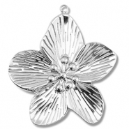 Colgantes Acero Inox flor Plateado
