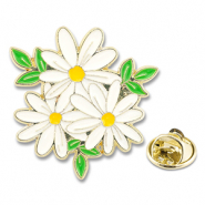 Pins margaritas Blanco-verde-amarillo-dorado