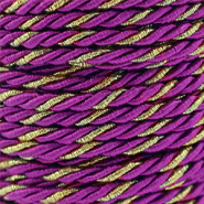 Cord&oacute;n trendy espiral 3mm P&uacute;rpura magenta-dorado