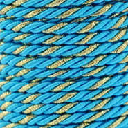Cord&oacute;n trendy espiral 3mm Turquesa-dorado