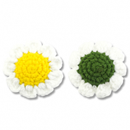 Margarita de ganchillo Blanco-amarillo-verde
