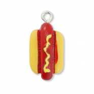 Colgantes de resina hot dog Rojo oscuro-amarillo