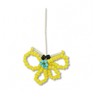 Colgantes de abalorios de cristal mariposa Amarillo-turquesa-negro