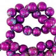 Abalorios de cerámica 6mm Metálico morado-azul