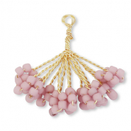 Colgantes de abalorios de cristal flor Dorado-mauve