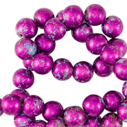 Abalorios de cerámica 8mm Metálico morado-azul