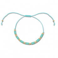Pulsera tobillera trendy abalorios mixtas Turquesa-dorado