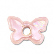 Abalorios de cer&aacute;mica griega DQ mariposa Rosa claro