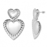 Pendientes trendy coraz&oacute;n Plateado