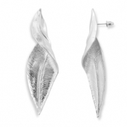 Pendientes trendy hoja Plateado