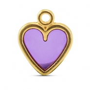 Colgantes met&aacute;licos DQ coraz&oacute;n P&uacute;rpura-Dorado (sin n&iacute;quel)