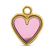 Colgantes met&aacute;licos DQ coraz&oacute;n Rosado-Dorado (sin n&iacute;quel)