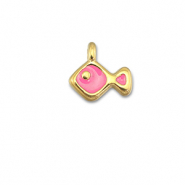 Colgantes met&aacute;licos DQ pez Rosado magenta-Dorado (sin n&iacute;quel)