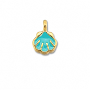 Colgantes met&aacute;licos DQ conchas Azul turquesa-Dorado (sin n&iacute;quel)